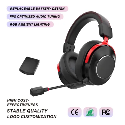 Wireless Gaming Headset Replaceable Battery Long Playtime Immersive Sound Clear Chat Mic Comfort Fit for Wholesale OEM ODM