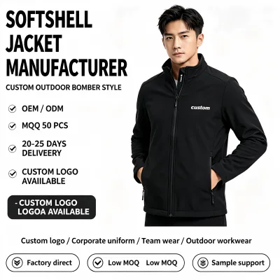 Custom Printed Thick Softshell Winter Front Hooded Workwear Warm Zipper Lightweight Rain Jacket Detachable Hood Travel Outdoor