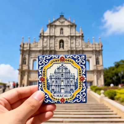 Macau Ruins St Pauls Folk Art GX Brand Tourism Culture Creative Souvenir Small Gift Resin Relief Magnetic Fridge Magnet Hand