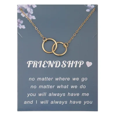 Fashion 2 Circles Round Pendant Friendship Necklaces Simple Choker Women Clavicle Chain Statement Mother & Son Jewelry Choker
