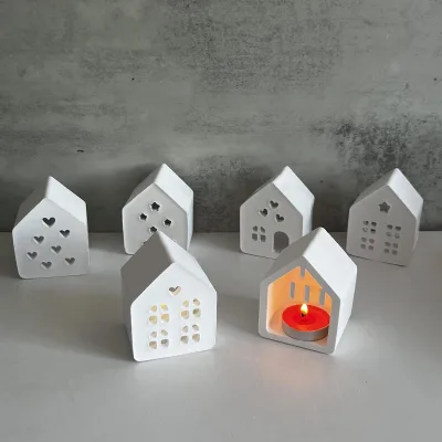 Diy Three-dimensional Atmosphere Light House Silicone Mold Tea Light Candle Holder Small House Plaster Drop Glue Mold