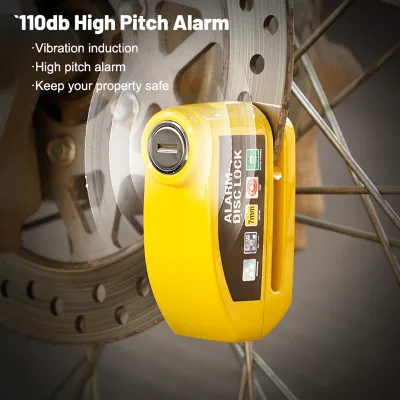 110dB Bike Disc Lock Bike Accessory 7mm Pin Zinc Alloy Durable Alarm Disc Brake Lock for Bike Safety