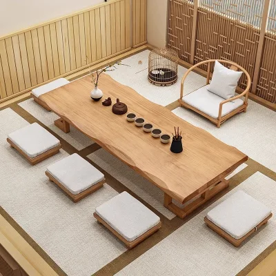 Modern Japanese Wooden Dining Table Set-Durable Space-Saving Eco-Friendly for Hotel & Home Use
