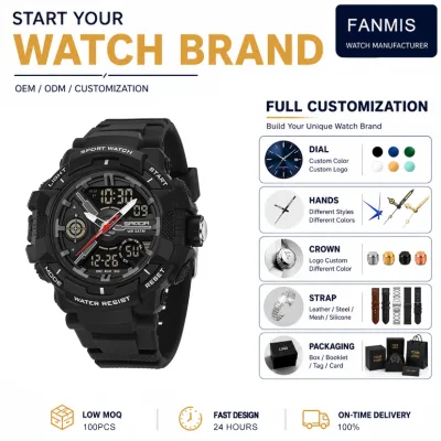 Custom Logo Alarm Men Wristwatch Multifunction Sport Digital Luminous Waterproof Versatile Unisex Premium