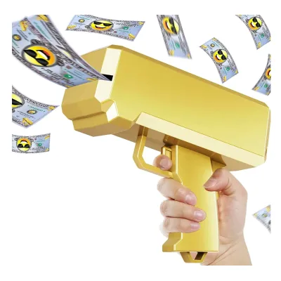 KK New Gold Brick Money Spray Gun,Spray Machine Money Gun Shooter Game for Party,Cannon Rain Flying Super Money Gun Shooter Toy