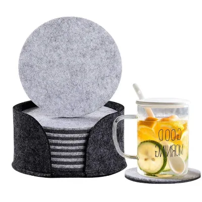 Custom Round Felt Coasters for Drinks Dining Table Protector Pad Heat Resistant Cup Mat Coffee Tea Hot Drink Mug Placemat