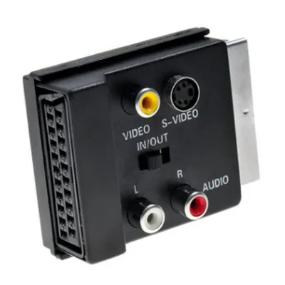 D3735 Switchable 21 pin SCART male TO female with 3 x RCA PHONO and 4 Pin SVHS TV ADAPTER