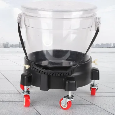 Bucket Dolly with 5 Wheels, Car Wash Bucket Roller Rolling Barrel Dolly  for Washing, Waxing, Removable Bucket Mover  Black
