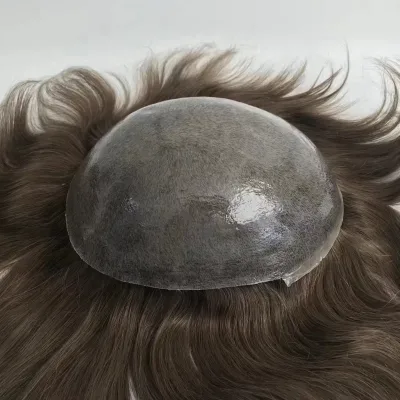 Brazilian 100 Human Hair Wig PU Skin Front Natural Toupees for Men
