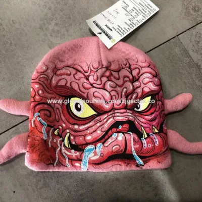 100%Acrylic beanie with print with antenna