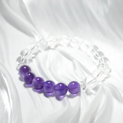 Wholesale Handmade Natural Amethyst Clear Quartz Women Spiritual Healing Crystal Beaded Bracelet DIY Custom Gemstone Jewelry
