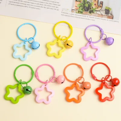 Colorful Pentagram Acrylic Keychain Pendant Dopamine-Themed Earphone Case Charm Fresh-Style Simplicity Style Plants Flowers