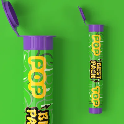 Wholesale Custom Child Proof Pop Top Plastic Squeeze Tube with Safety Cap Portable Storage Container for Herb Pills