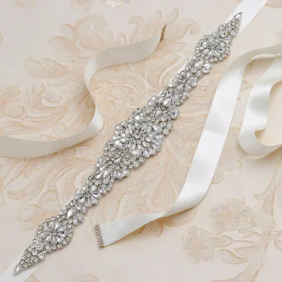 Women's Bridal Dress Accessories Wholesale Wedding Belts with Rhinestone Applique