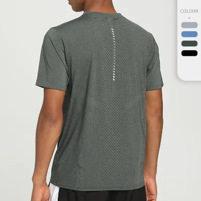 Men's Sports Top Sports Ice Silk Shirt Polyester Spandex Men's Running Wear Gym Light Exercise Stretch Quick Drying T-shirt