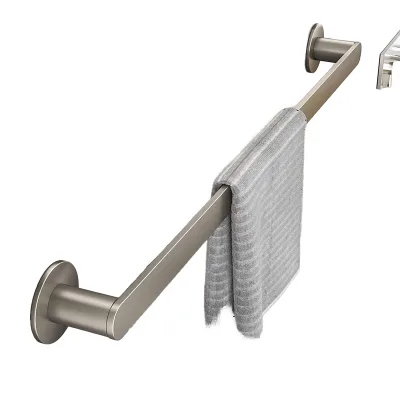Single Rod Hanging Rod Space Aluminum Towel Rack Kitchen Bathroom Use Punch-Free Wall-Mounted Mirror Surface Finishing Hotels