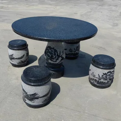 Factory Custone Wholesale Round Garden Stone Tables and Chairs Outdoor