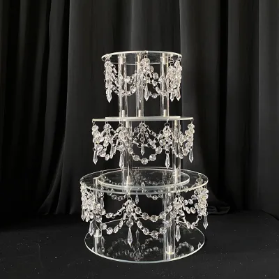 Romantic Design Cake Stands Transparent Wedding Decoration Acrylic Cake Stand for Wedding Decoration