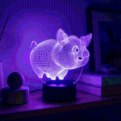 Adjustable 7/16 Colors Decorative 3D Illusion Cute Animal Night Lamp 7 Color Change Touch and Remote Control Night Light