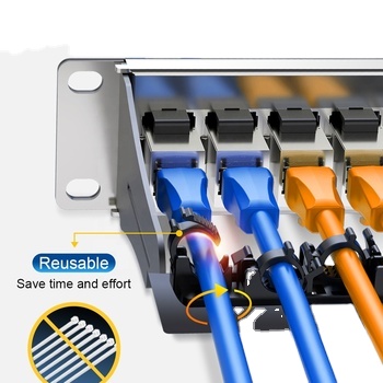 19 Inch 1U Black Network Distribution Patch Panel with 24 X RJ45 Keystone Includes Cable Management