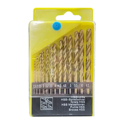 Set of 13pcs High Speed Steel Titanium Plated Twist Set HexagonalDrill Bits 1.5 to 6.5mm