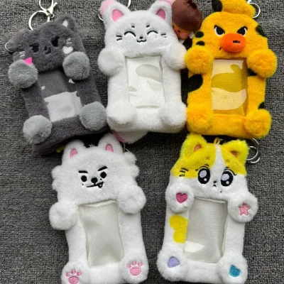 New Plush Card Holder Cute Stuffed Keychain Space for Campus Meal Cards Transit Passes Small Cards Photos Unisex for Ages
