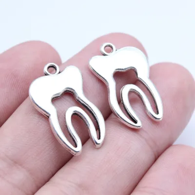 AA0160129 Silver Tooth Charms Jewelry Pendants Plated More Colors for Choice 15x24mm
