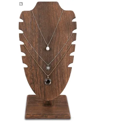 Wooden Freestanding Necklace Easel Display Stand - Adjustable Slope Jewelry Showcase Holder for 6 Necklaces