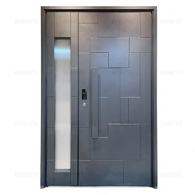 China Top Factory Directly Sell High Quality Customized Front Cast Aluminum Casement Door With Tempered Glass and LED Handle