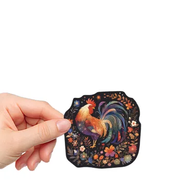 Brand Trendy PVC Cartoon Holographic Laser Midnight Forest Animals Waterproof Promotional Use Die-Cut Printed Sticker Custom
