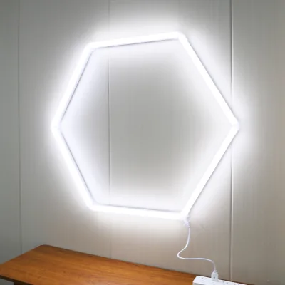 Hexagon Lights 14pcs Hex Grid Light for Garage Ceiling Honeycomb Auto Detailing Lamp Hexagonal Led Light