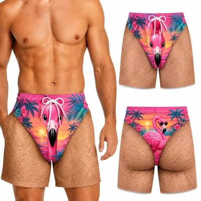 Relaxed-fit 100% Polyester High-Waisted Beach Shorts Casual Vacation Topsummer 2026 New Arrivals Distinctive Playful 3D
