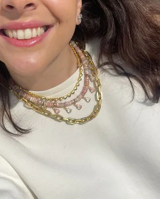 2025 New Fashion Geometric Vintage Bohemia Copper 14K Gold Plated Zircon Beaded Necklace for Women
