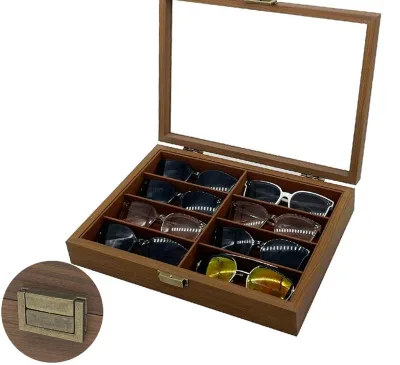 Black Walnut 8-Bit Glasses Storage Collection Display Box Wood Sunglasses Storage Box for Jewelry Use