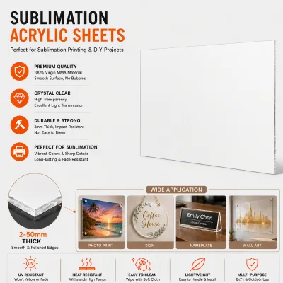 Competitive Price White Clear Color Acrylic Sheets PMMA 4x8ft (1220x2440mm) 2-50mm Thickness 1.2g/cm Density Digital Printing