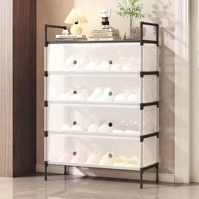 Wholesale Dustproof and Transparent Modern Storage Racks Metal Shoe Racks