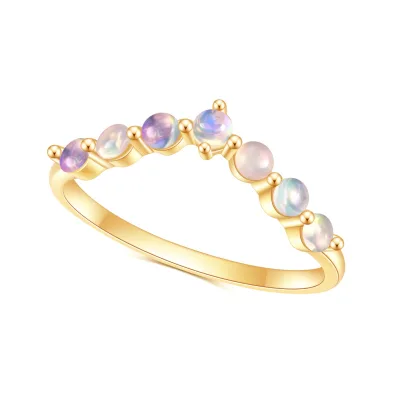 Aimgal Fine Jewelry Africa Crystal Opal S925 Sterling Silver 14k Gold Plating Stackable Vintage Ring Tarnish Free