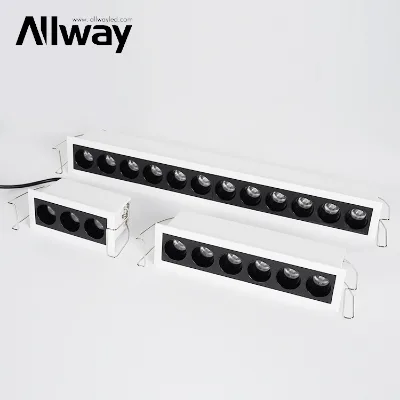 Newest Brightest Modern Aluminum Ceiling Embedded Grille Light Fittings Customizable Wattage Led Linear Down Lamp IP54