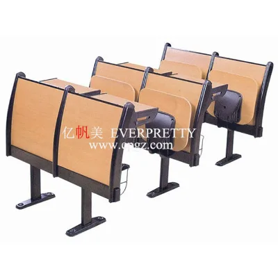High Quality School Furniture Lecture Hall Step Chair Wooden Desk and Chair Strong Iron Frame Chair for University Students
