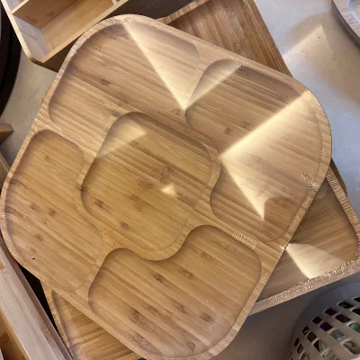 Bamboo Wood Plate Tray Wooden Irregular Tea Plate Snack Dish Cake Breakfast Coffee Dessert Plate