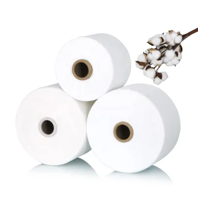 Factory Supply Ne 20/1 28/1 30/1 32/1 Raw White 100% Cotton Yarn for Making Tshirt