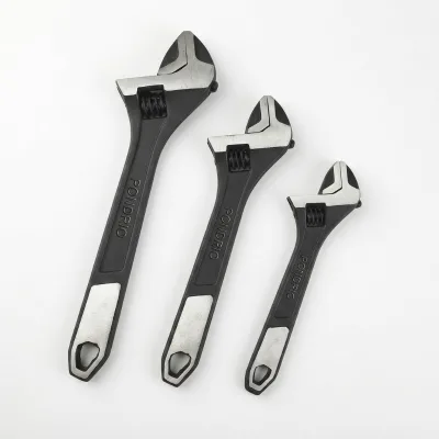 Industrial-grade DIY Metric Steel OEM Adjustable Wrench Slip-resistant Jaws Strong Clamping Non-Sparking 1-Year Warranty Black