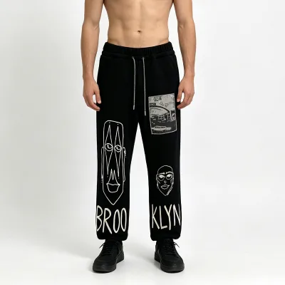 New Fashion Custom logo Baggy Wide Leg High Street Heavyweight Plus Size Men's Pants Elastic Waist Mens Pants & Trousers