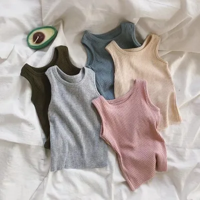 2022 summer new children elastic sleeveless tank top