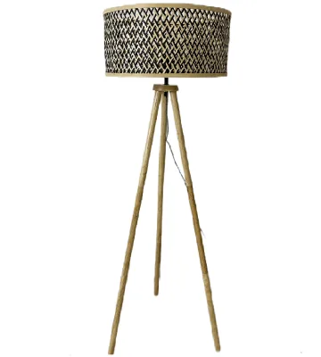 Nature Inspired Bamboo Woven Floor Lamp, Wooden Floor Lamp, Bamboo Lampshade