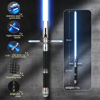 Cal Kestis Survivor Nexus Sabers Adjustable Side Blades Crossguard Lightsaber Xeno3 Pixel Bass Speaker Realistic Blade Cosplay