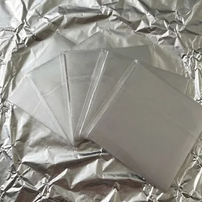 Waterproof Oil-Proof Silver Aluminum Foil 10x10cm Pre-Cut Sheets Food Grade Customized Logo for Handmade Chocolate Packaging
