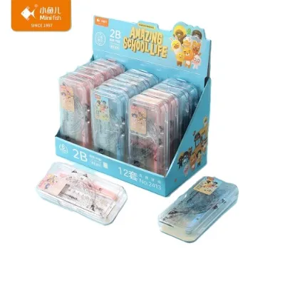 Kakao Friends Premium 6-Piece Compass Ruler Set High Quality Colorful Stationery for Students Made of Metal and Plastic