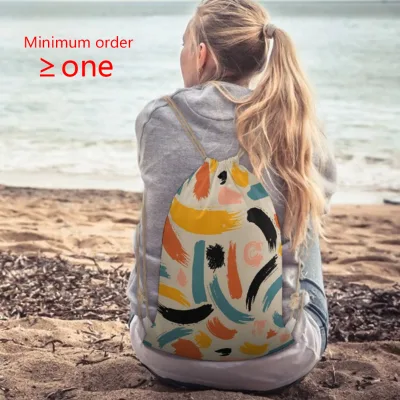 Promotional 210D Polyester Folding Drawstring Backpack Custom Logo Gift Bag for Sports Gym Traveling