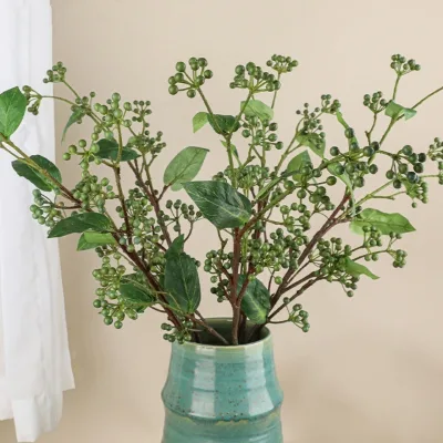 New Arrival Plastic Artificial Flowers Berry Branches for Flower Arrangement Home Vase Decoration Christmas Spring Festival